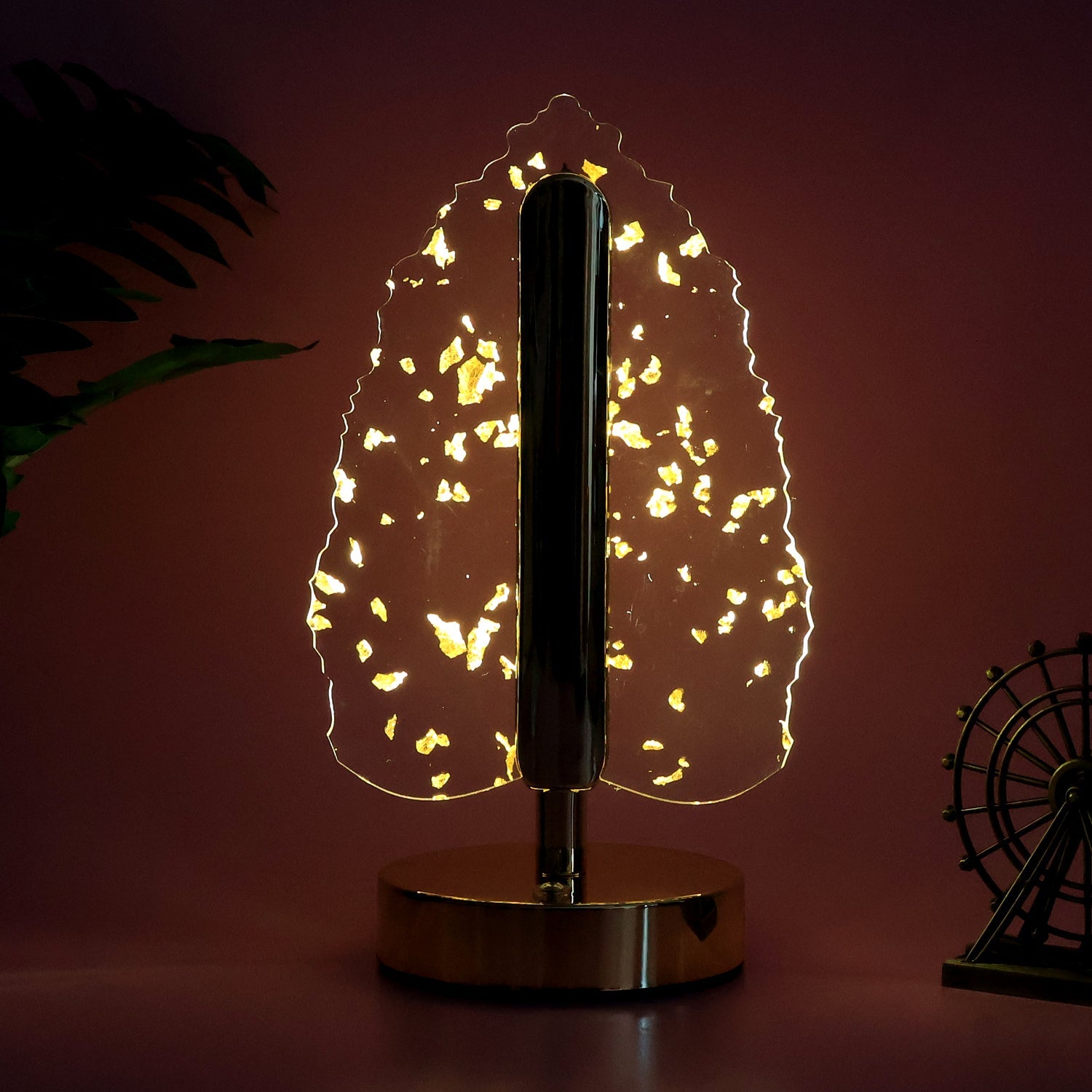 Premium Golden Crystal Leaf-Shaped LED Table Lamp (1 Pc) Premium Golden Crystal Leaf-Shaped LED Table Lamp (1 Pc)